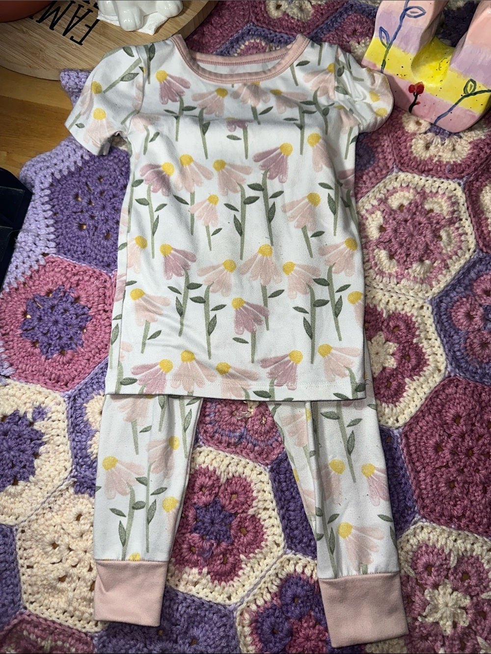 🎉cloud island Pink Daisy Print Two-Piece Pajama Set B325